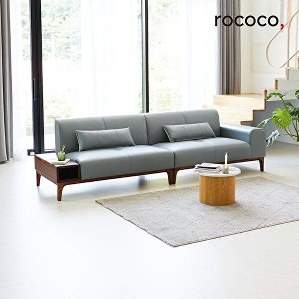 [로코코]로코코 아르고 수납형 카우 천연면피가죽 4인 원목소파