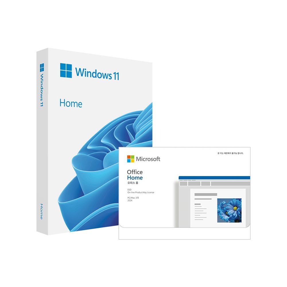 마이크로소프트 윈도우 11 홈 처음사용자용 HAJ-00095 + 오피스 홈 2024 영구버전 EP2-06806 세트