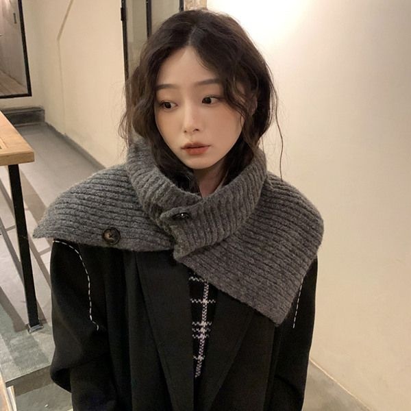 [패션플러스][홀리지]루리모 단추트임 니트 목토시 페이크넥워머 머플러