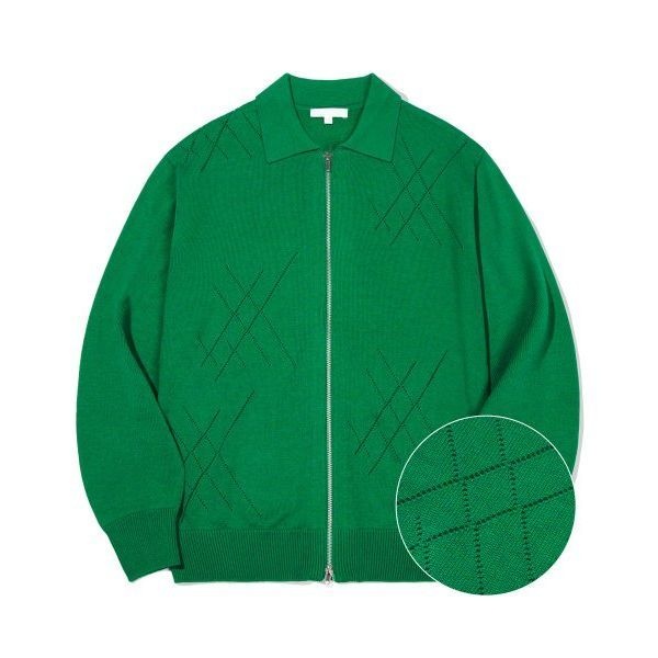 KIIMUIR &lt;브랜드정품&gt; 키뮤어 KIIMUIR 스카시 2-WAY 집업니트 가디건_레프리콘 그린 280163