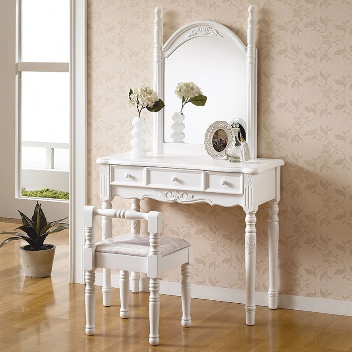피오라 콘솔화장대 원목 화이트 공주 엔틱 화장대