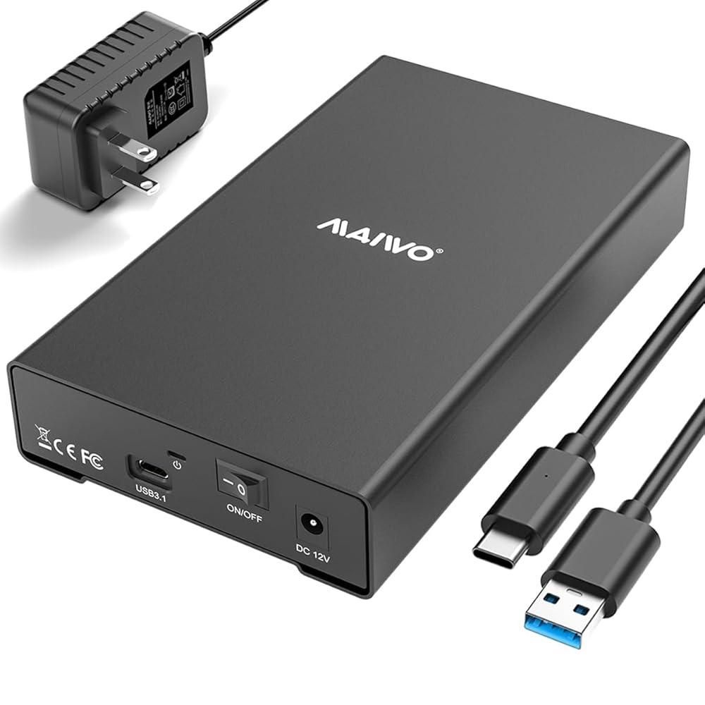 [해외] MAIWO 2.5 3.5인치 SATA SSD HDD용 하드 드라이브 인클로저, USB 3.1 GEN2 Type-C 10Gbps 속도, UASP 포함, 24TB 용량, USB - 외