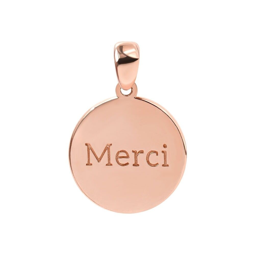 모아르 14K 목걸이 메달 Merci 메르시 코인 펜던트