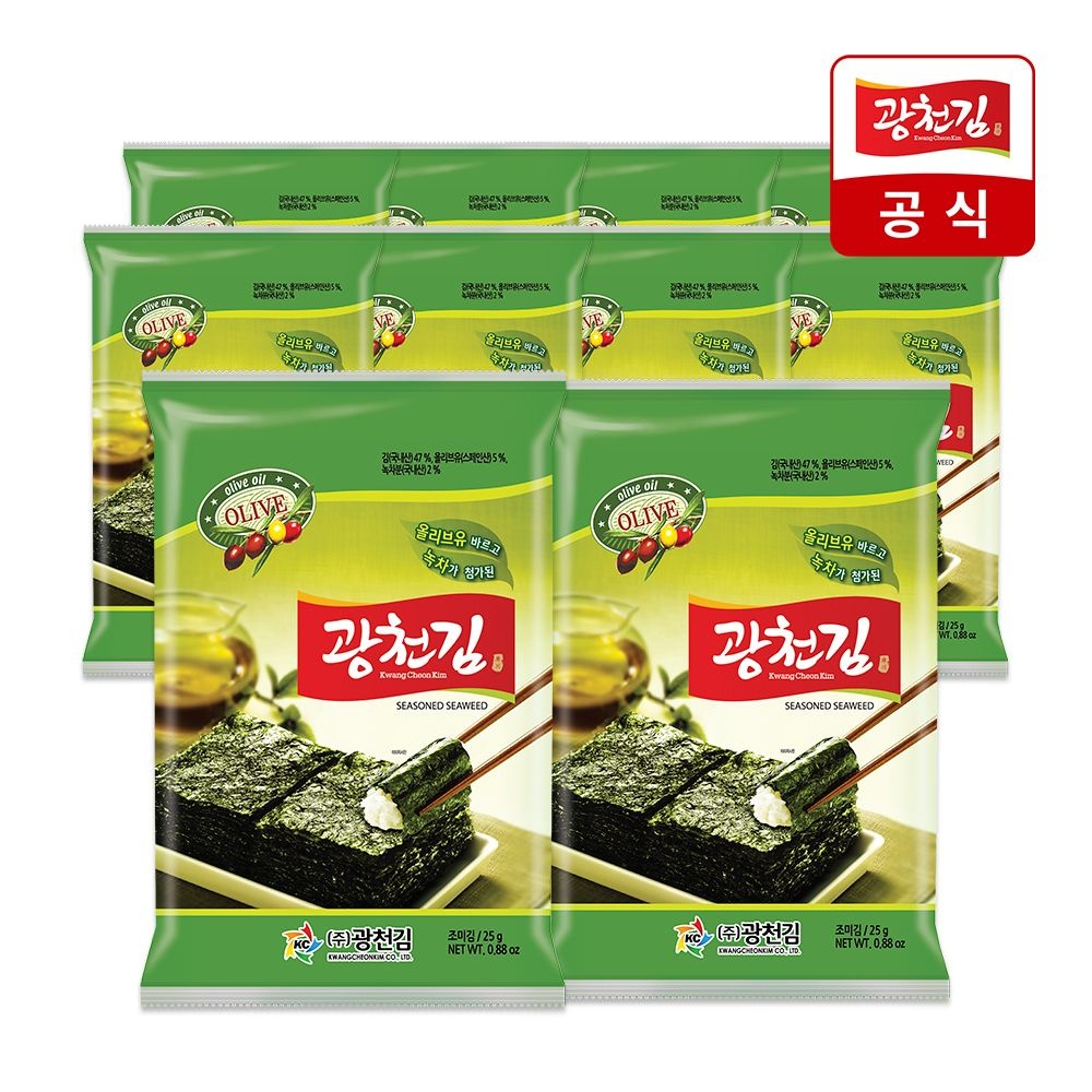 광천김 [광천김] 올리브유 녹차 재래 전장김 25g 10봉
