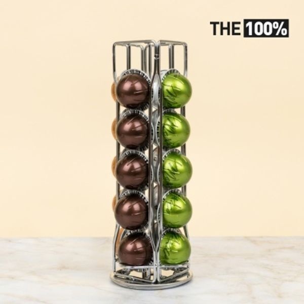 THE100% [교보문고] 더백퍼센트 THE100% 버츄오 호환 캡슐커피 보관함 십자형 회전타워 20구 홀더 거치대