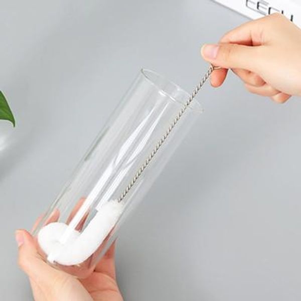 [교보문고] 시나몬샵 스텐 화이트 젖병 컵 물병 주방 세척 솔 브러쉬 (2pc)