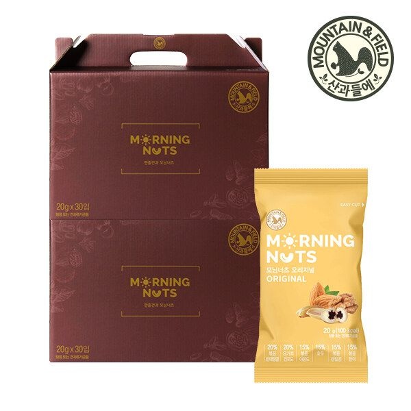 [산과들에]한줌견과 모닝너츠오리지널 30봉세트x2 [총60봉] 선물세트