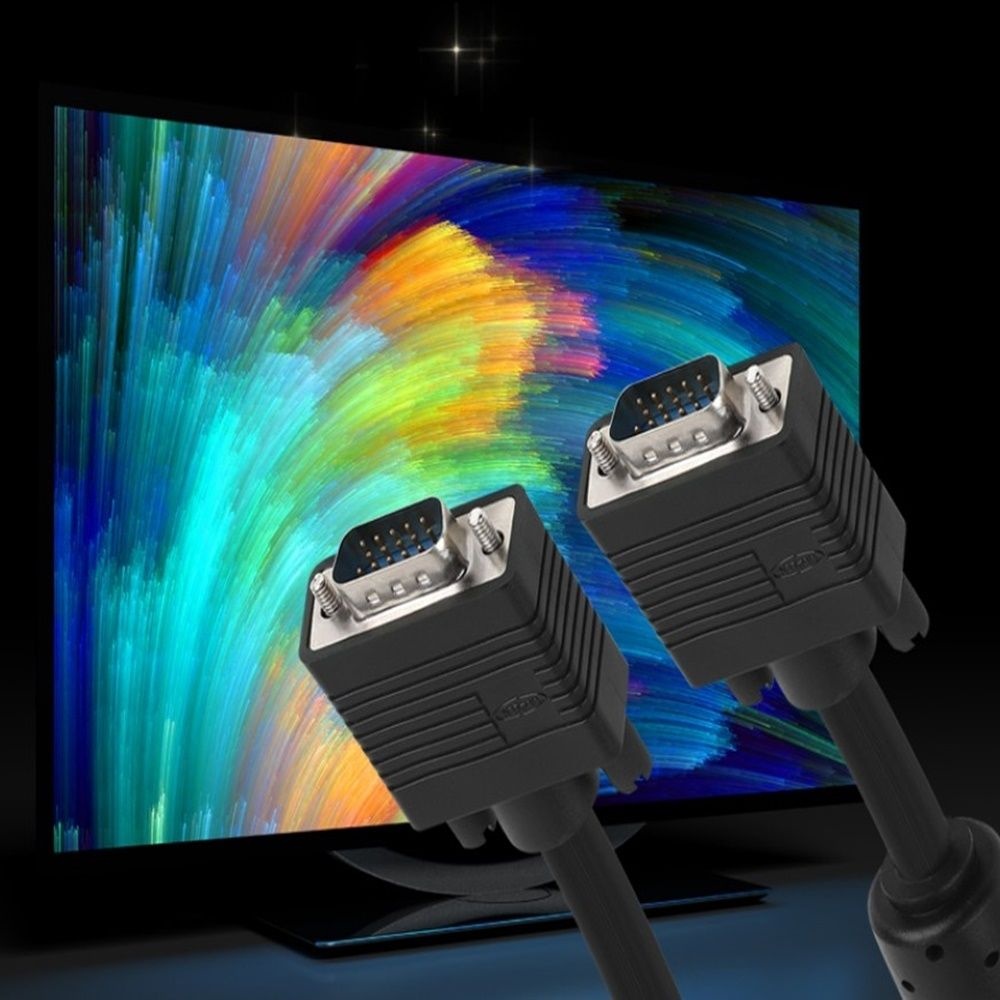 누화 열화방지 고급 RGB 모니터케이블 길이 15m 블랙 배선 장거리 긴 연결선 VGA 원거리 스크린 롱케이블 디스플레