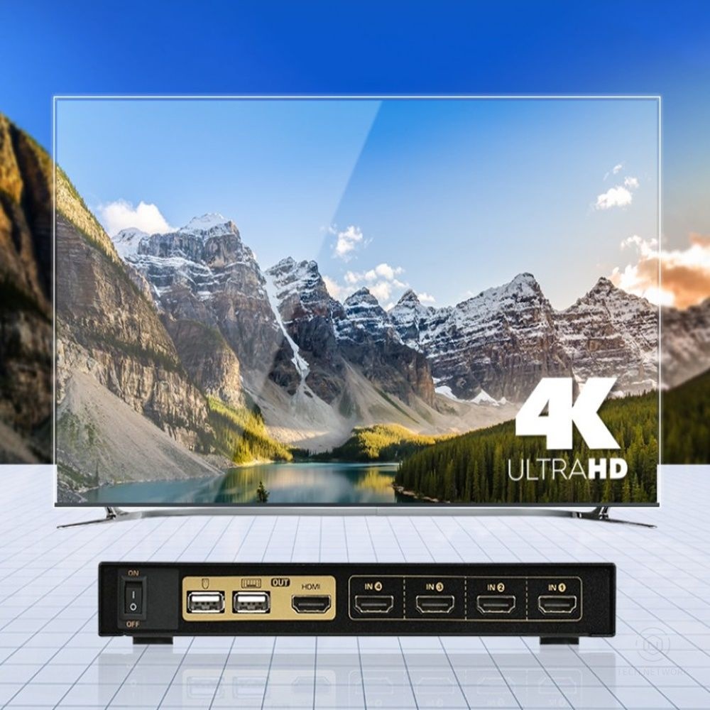 4K 4채널 망분리 HDMI 4대1 화면전환기 동시 다중연결 PC 제어기 모니터 키보드 셀렉터 4포트 선택기 분배기 PC연결