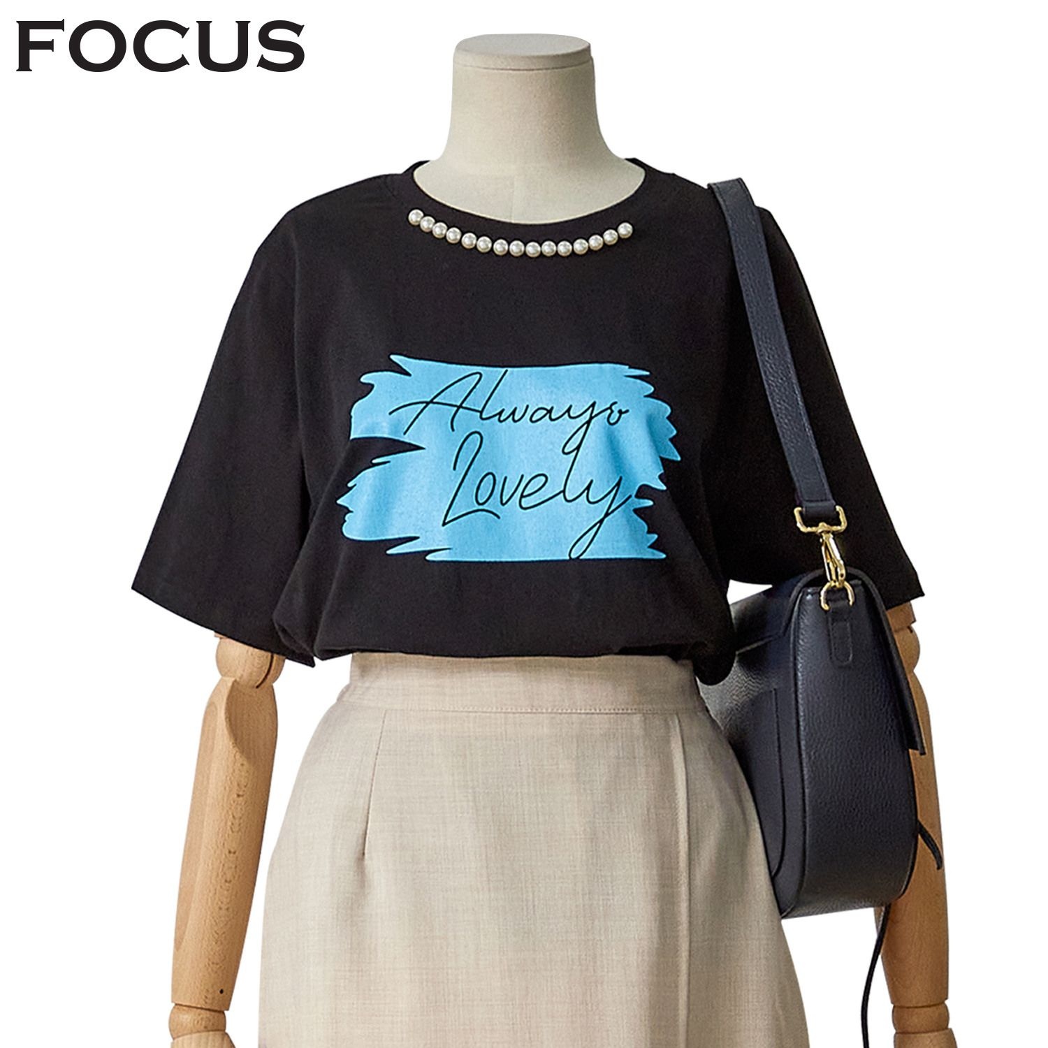 포커스 [모다아울렛][포커스]페인팅 진주넥 티셔츠 FM3E7TS0540_JK 전주김제점