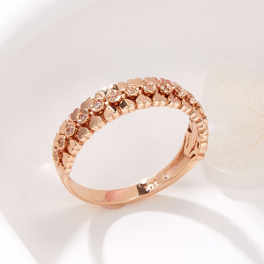 비앤비골드] 14K 촘촘 큐빅볼 하트 가드링 반지 SRS42189