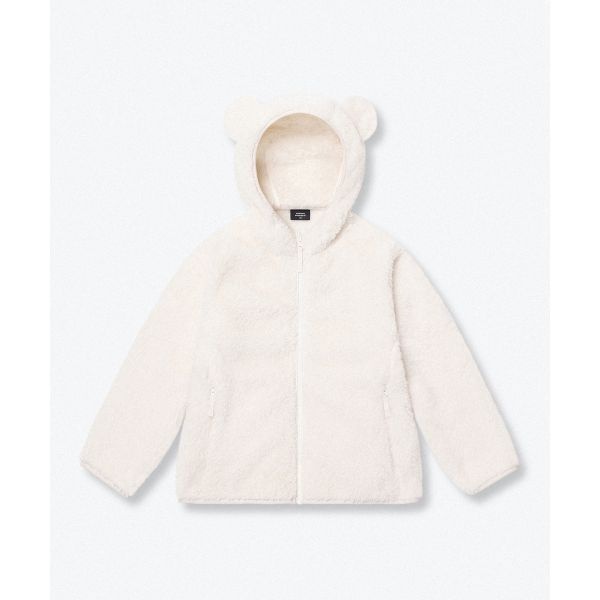 KIDS 샤기 플리스 이어 후디드 집업 [아이보리] 593938