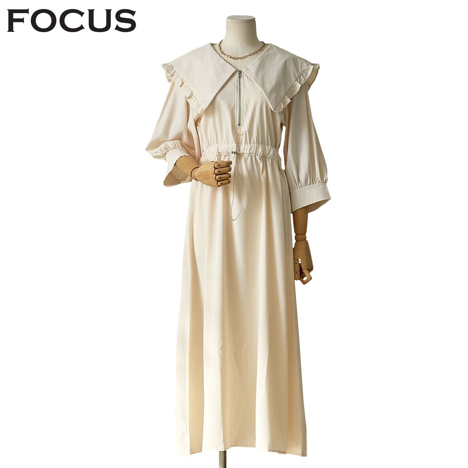 포커스 [모다아울렛][포커스]빅카라 반집업 밴딩 롱 원피스 FM3C7OP0214_JK 전주김제점