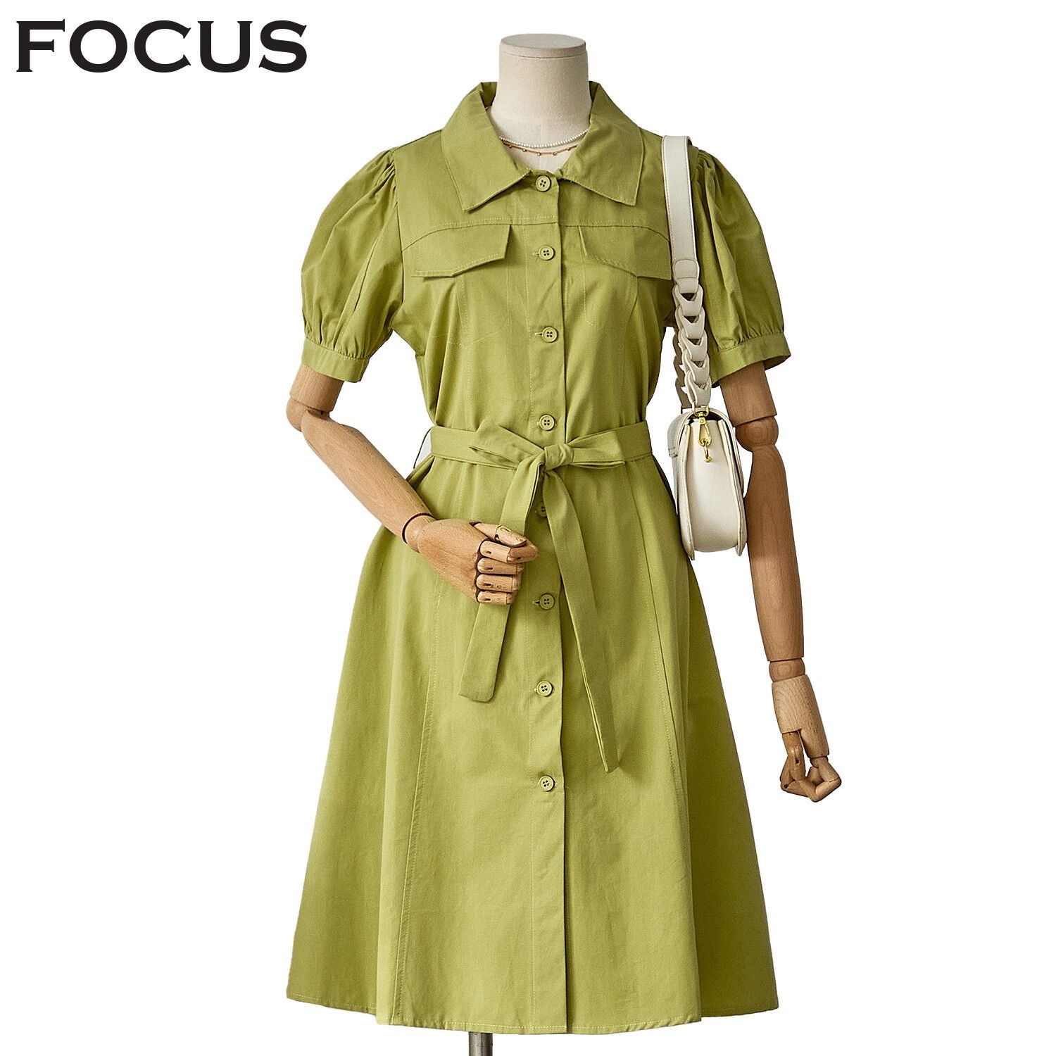 포커스 [모다아울렛][포커스]벨티드 카라넥 단추 원피스FM3C7OP0251_JK 전주김제점