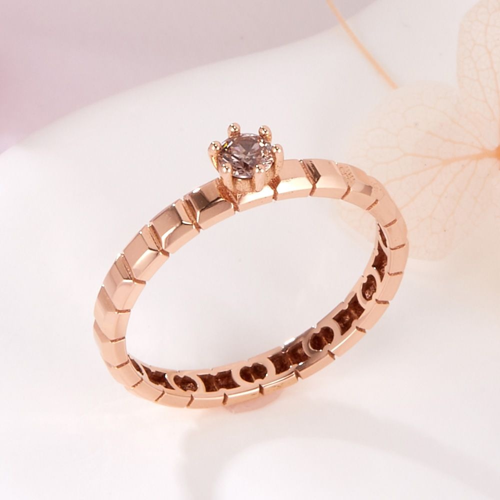 비앤비골드] 14K 꼬냑 프롱 사각 올밴드 반지 SRS42300