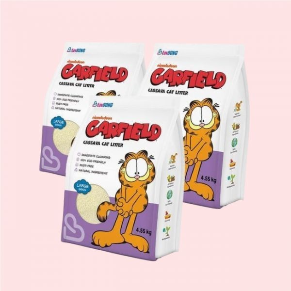 [오늘출발] 3개세트 가필드 고양이모래 보라 굵은 입자 4.55kg 카사바모래 4092281