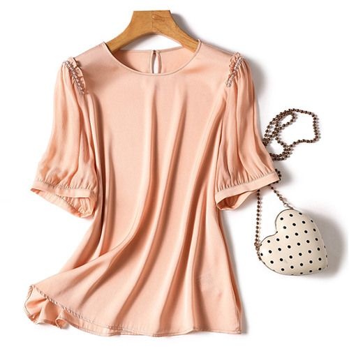 [패션플러스][바바라옷장]228419 - 실키 쥬얼리 블라우스/빅사이즈/오버핏/루즈핏/데일리/엄마옷/티셔츠/오피스룩