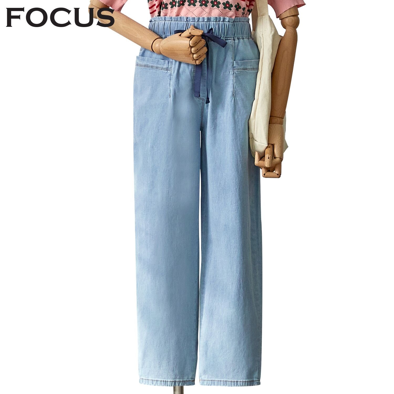 포커스 [모다아울렛][포커스]허리 리본 밴딩 베기면청 팬츠 FM3E7PT0521_JK 전주김제점