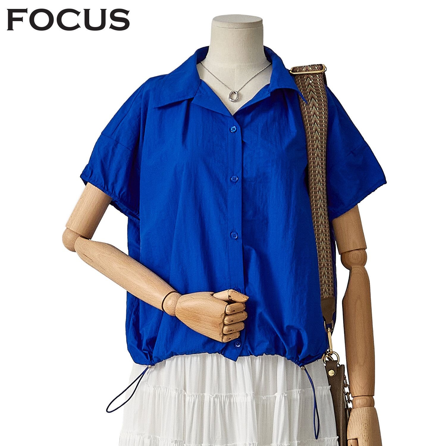 포커스 [모다아울렛][포커스]스트링 카라 셔츠 블라우스 FM3E7BL0500_JK 전주김제점