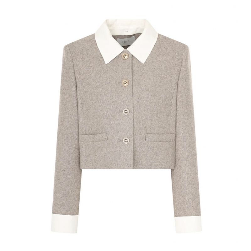 [롯데백화점] 라인 N057 배색 탈부착 카라 자켓 NWJKPK4200 LE1220580585