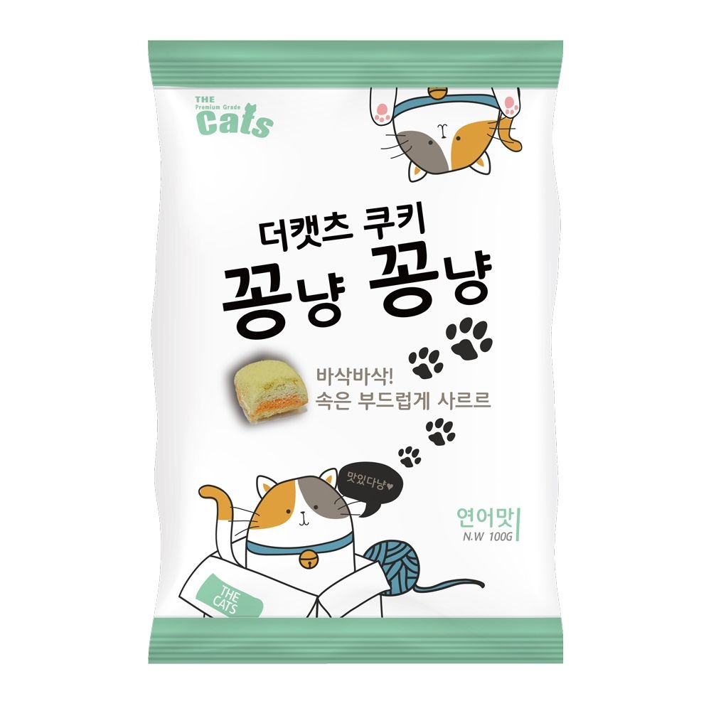 펫더맨 더캣츠 쿠키 꽁냥꽁냥 100g 연어 고양이간식