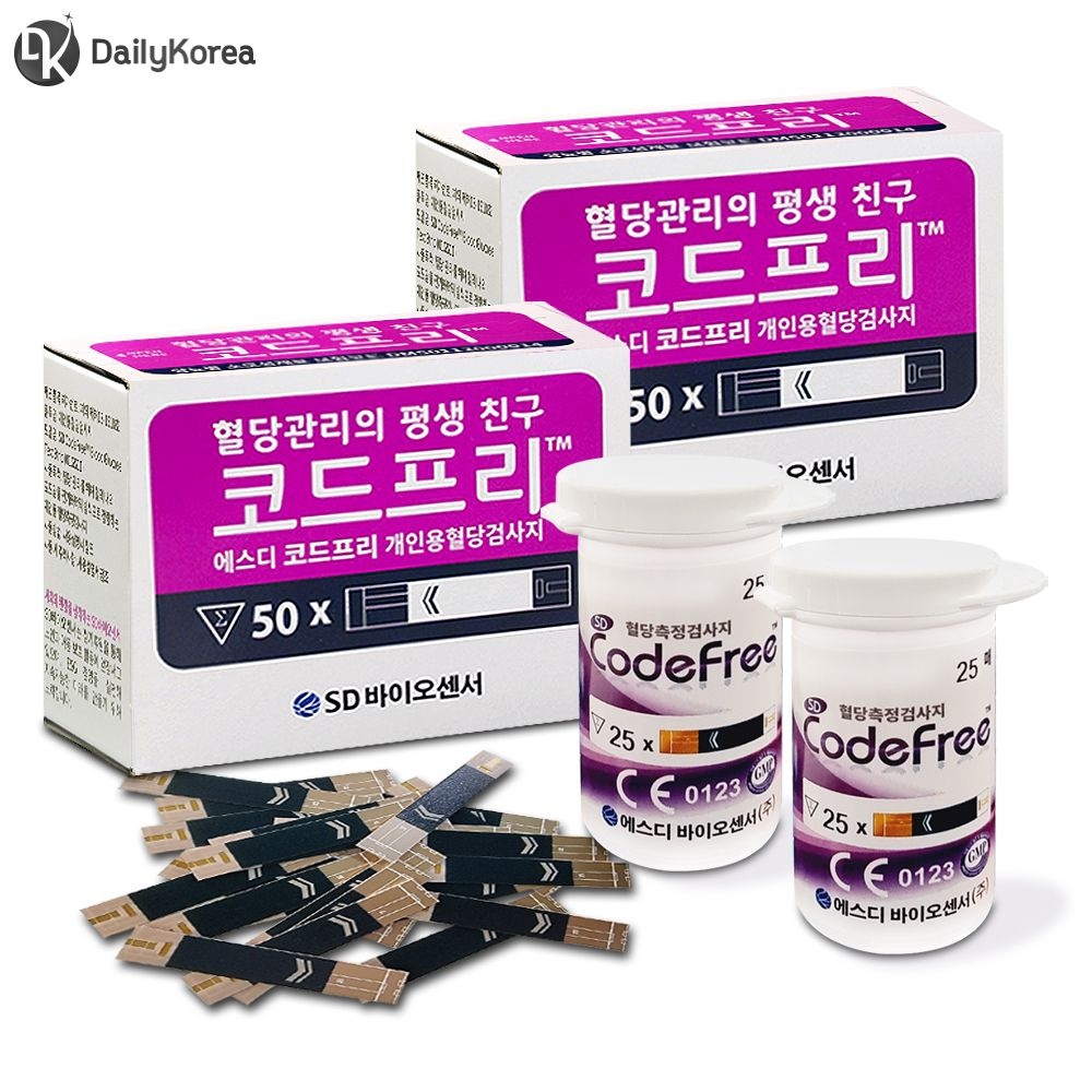 SD코드프리 혈당시험지 100매 검사지 측정지 스트립 체크지 공복 식후 수치 D