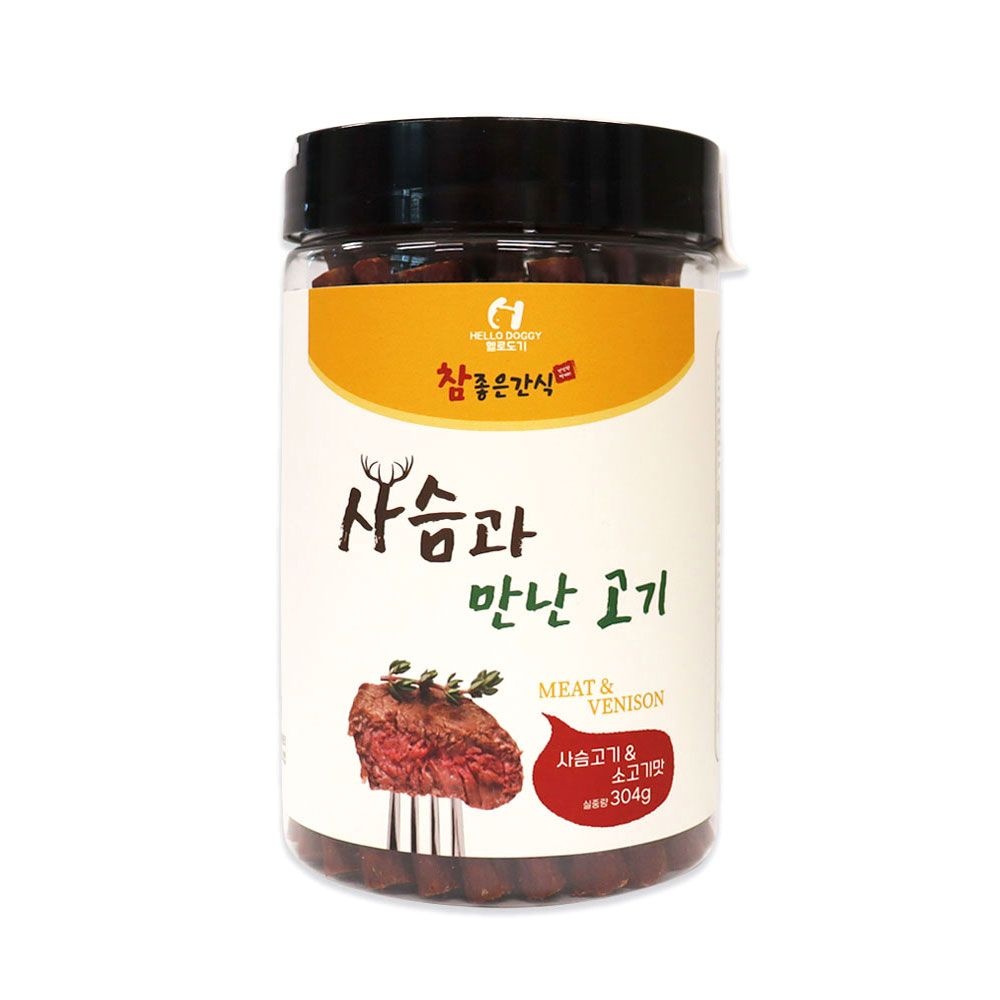 헬로도기 사슴과 만난고기 304g 사슴고기 소고기맛 강아지간식
