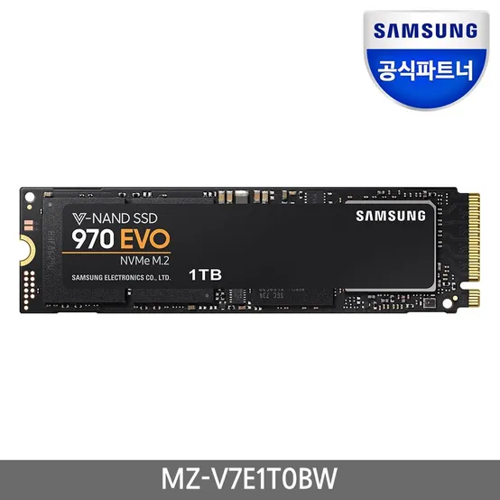공식인증 970EVO M.2 PCIe NVMe SSD MZ-V7E1T0BW 1TB 