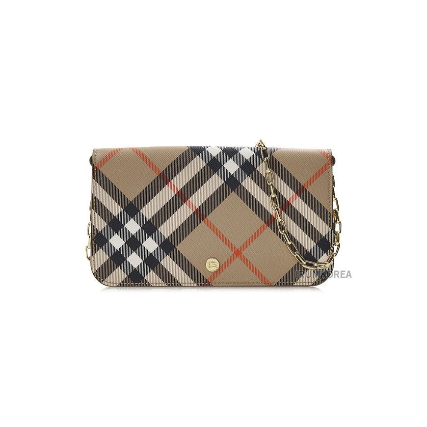 [라벨루쏘] FW24 여성 체크 스트랩 장지갑 8095123 LS WALLET ON CHAIN BIN B9368