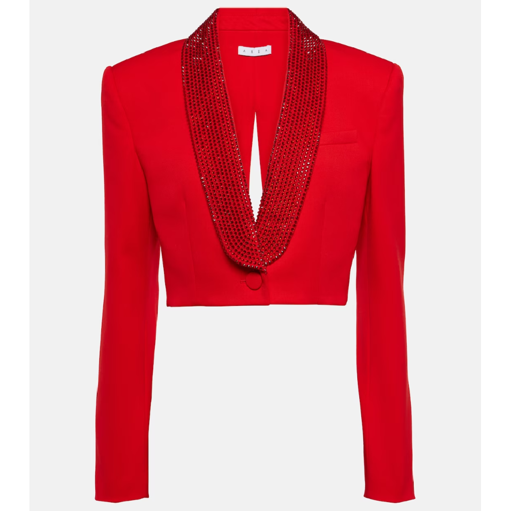 AREA 에어리어 AREA 크리스털 임벨리시드 크롭 울 블레이저 TP543304490