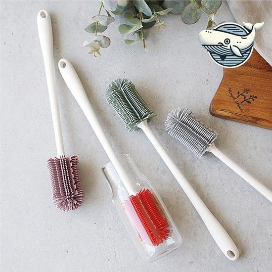 다용도 실리콘 세척솔 병물 세척 전용 실리콘 유리병브러쉬 물병씻는솔 유리병닦는솔