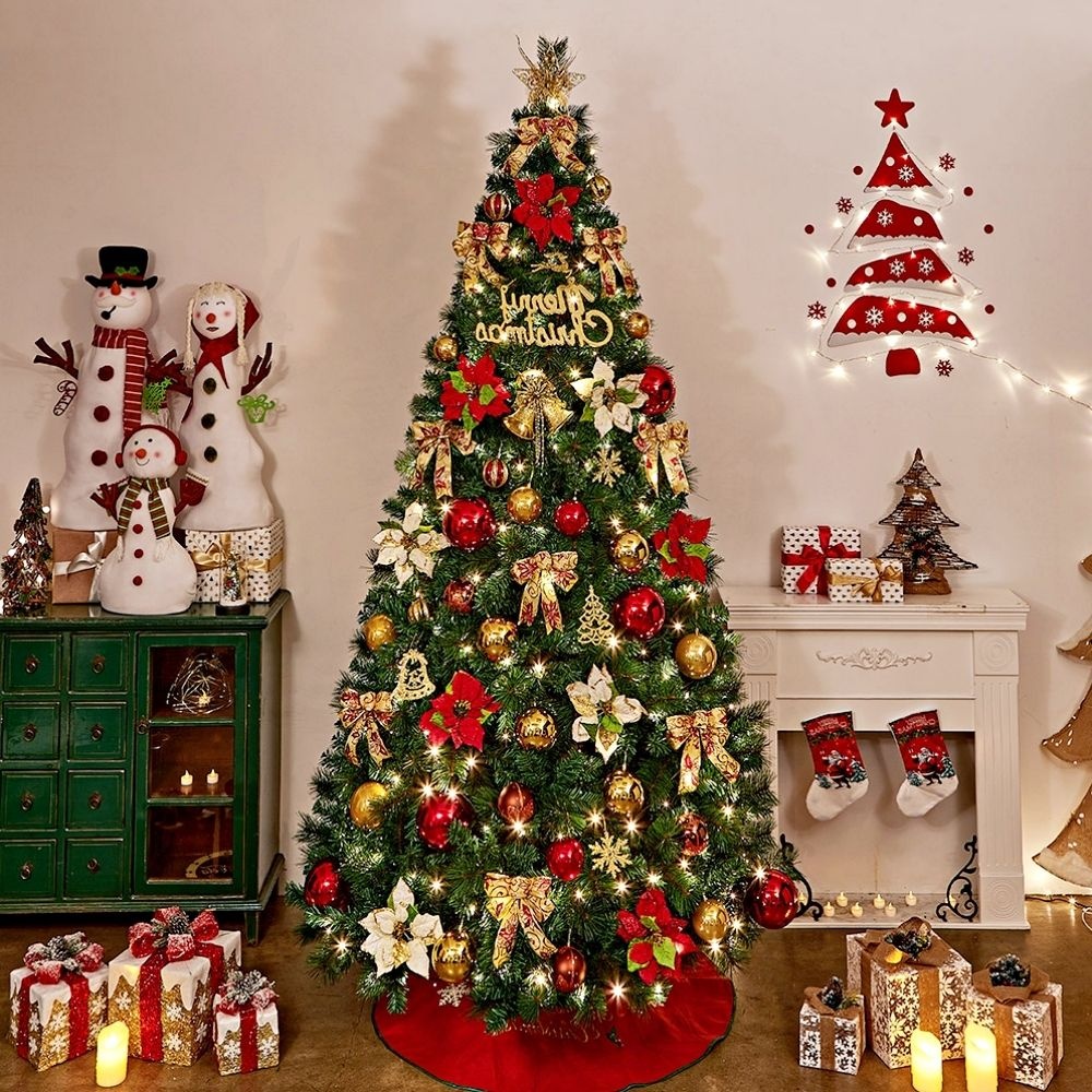 2.7M 뉴솔잎 포인세티아 풀세트 카페크리스마스장식 크리스마스트리대형, image size:1000x1000