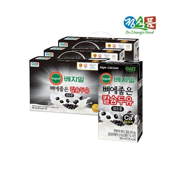 정식품베지밀 뼈에좋은 칼슘두유 검은콩 190ml x 72팩
