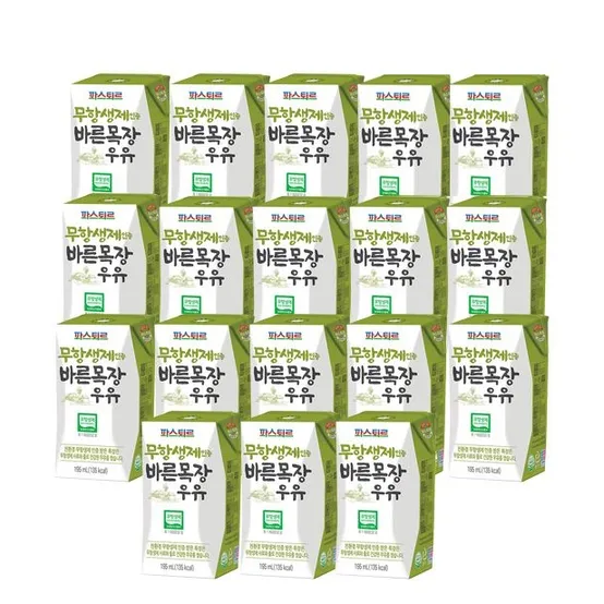 파스퇴르 무항생제 바른목장우유 195ml 18팩