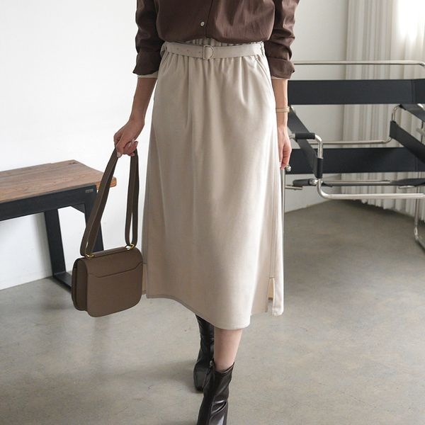 하늘바라기 [하프클럽]모트 세미 A라인 울 스커트