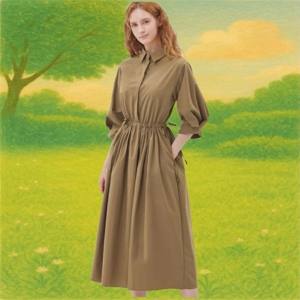 McGINN KNIGHT BRIDGE 앤틱 버튼 셔링 원피스 M5F1OP3000