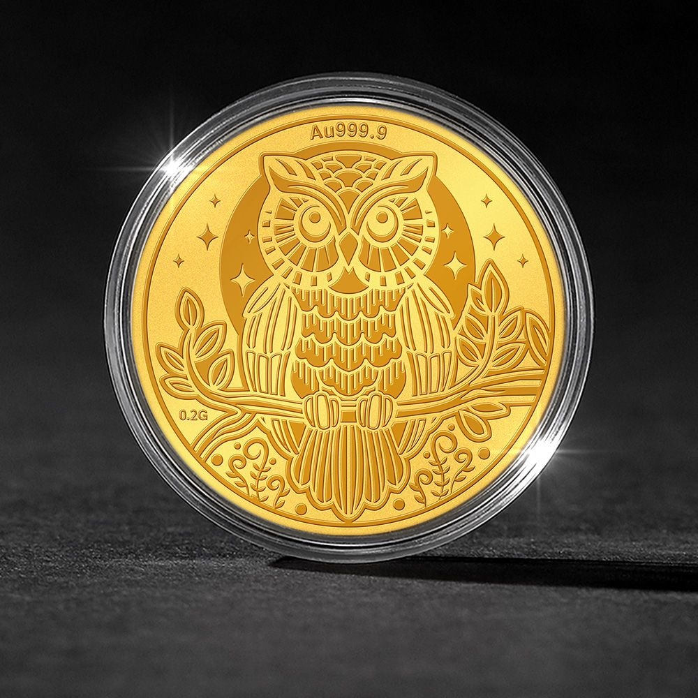 24k 황금행운 부엉이 순금코인 0.2g + 프리미엄 가죽패키지