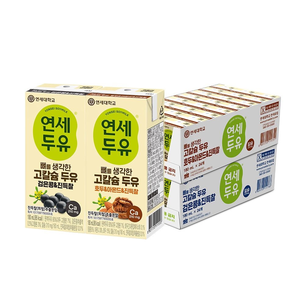 연세유업 뼈를생각한 고칼슘두유 180ml 48팩