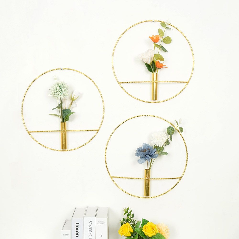 [지오샵][오늘출발] 인테리어 골드 철제 벽걸이 화병 조화 세트 GHV05