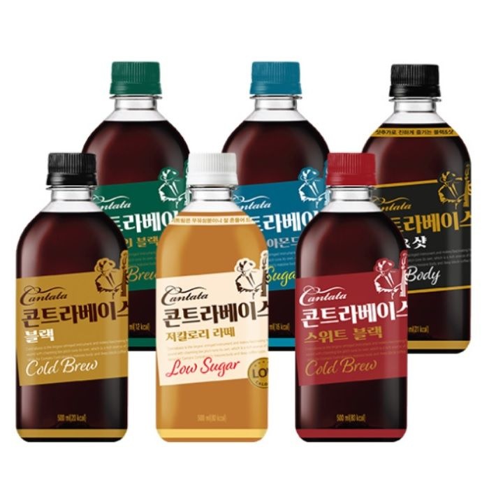 퍼스트APP더블데이(본사직영) 칸타타 콘트라베이스 6종(블랙/블랙&샷/저칼로리 라떼/스위트 블랙/스위트 아몬드/디카페인) 500ml 12펫 (콘트라베이스 라떼 500ml*12펫)