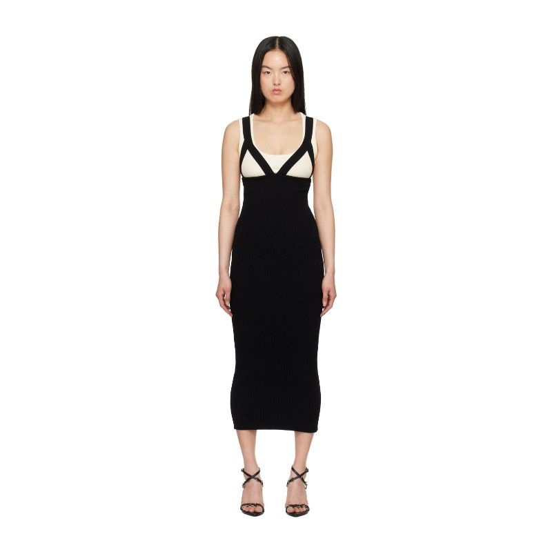 JEAN PAUL GAULTIER 장 폴 고티에 장폴고띠에 화이트 & 블랙 더 마돈 맥시 드레스 24/25-F-RO184-M068-010