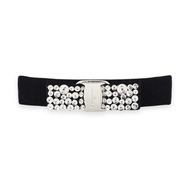 살바토레 페라가모 디몬트 페레가모 여성 바라 보우 크리스탈 헤어핀(블랙) 713035 347582