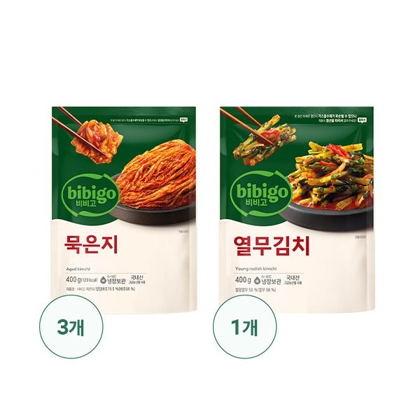 [CJ 백설] 비비고 묵은지 400g 3봉+ 열무김치 400g