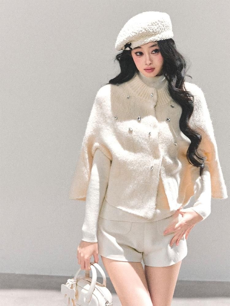 Shaoyeyan 샤오예얀 프렌치 니트 스웨터 케이프 재킷 망토 2컬