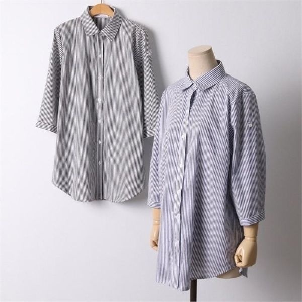 빅사이즈 206 베이직ST줄지롤업남방 DIRI775