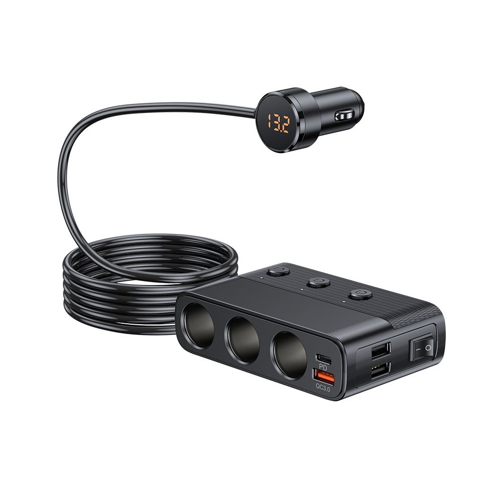 라온 볼트게이지 차량용시거잭 120W 3구 멀티소켓 PD 30W 초고속 충전기