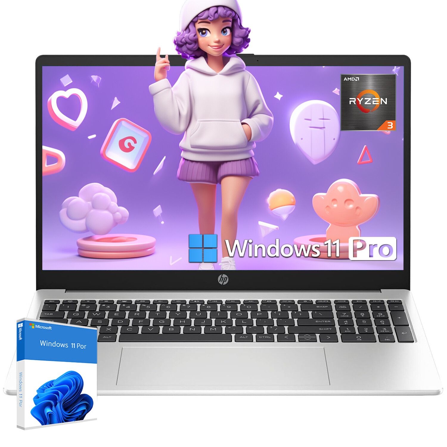 HP 255 G10 비즈 LAPTOP 랩탑 노트북 15.6 AMD Ryzen 3 7330U up to 64GB RAM 2TB WIN 11 PRO 사무용 인강용 가벼운 3207416 365983749685