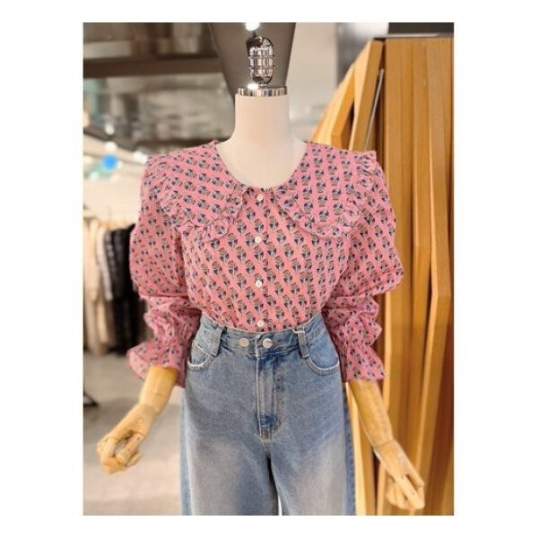 블리 빅카라 패턴 블라우스 (ABXZ1HB41C) US 874619