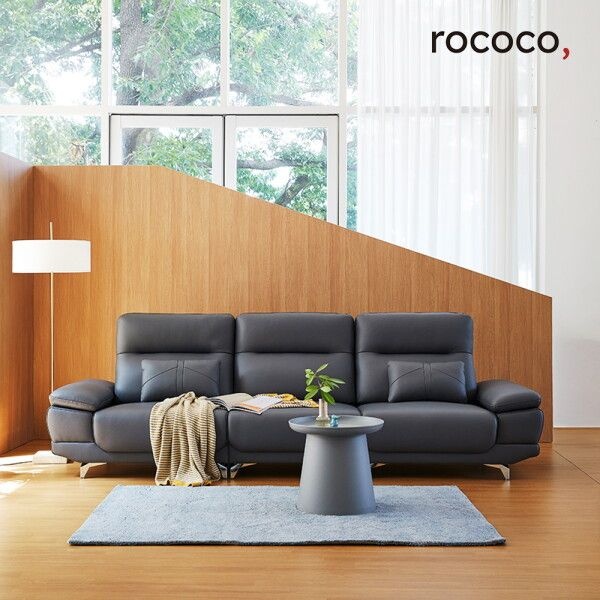 (주)리안 [로코코] 더듀엘 카우 천연면피가죽 4인 소파