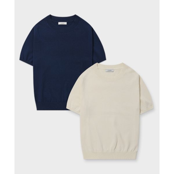 매너그램 MANNERGRAM 퓨어코튼100 라운드니트_그린라벨 - 4 color 5004996437 164589